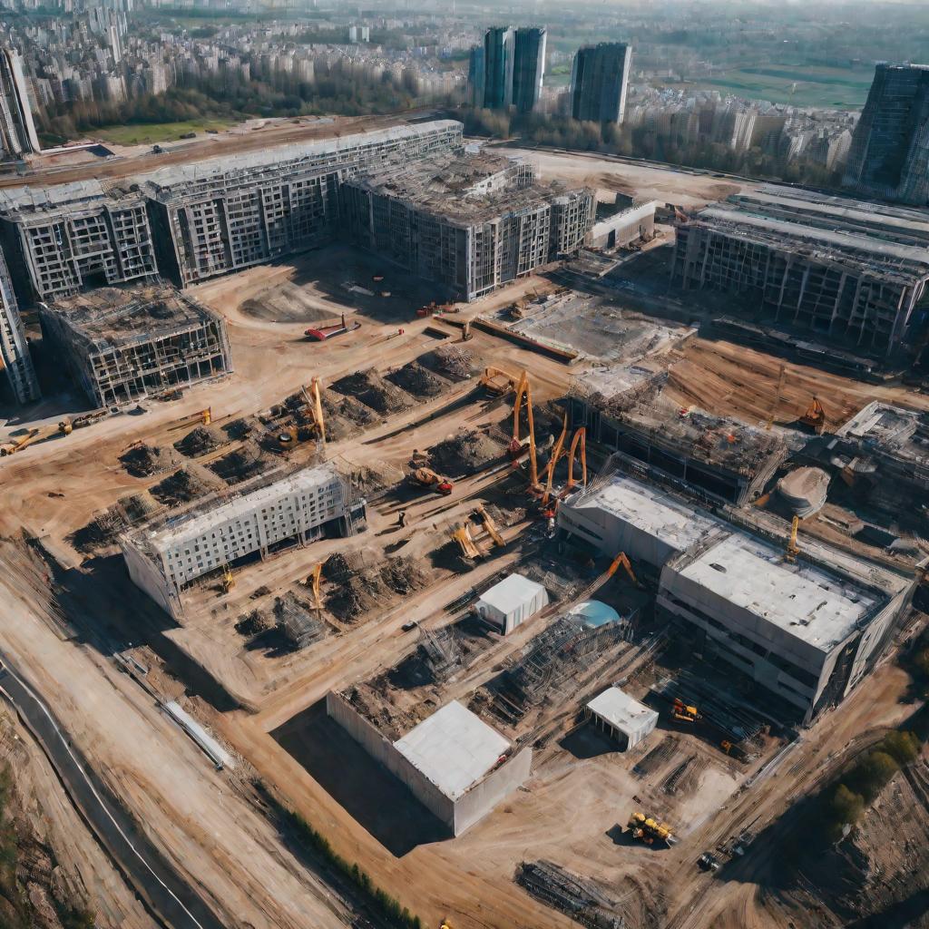 Стройплощадка сверху в солнечный день