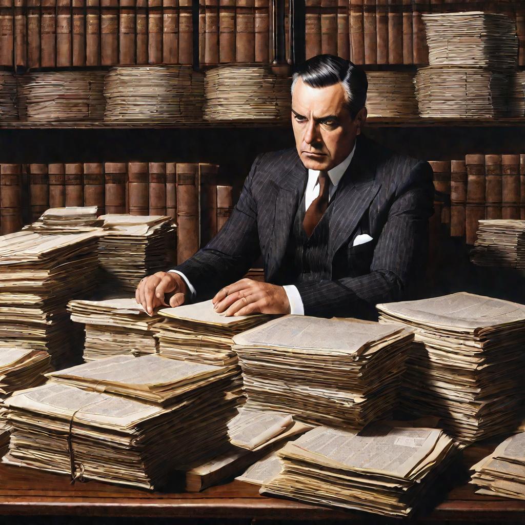 Портрет серьезного банковского сотрудника, проверяющего документ.