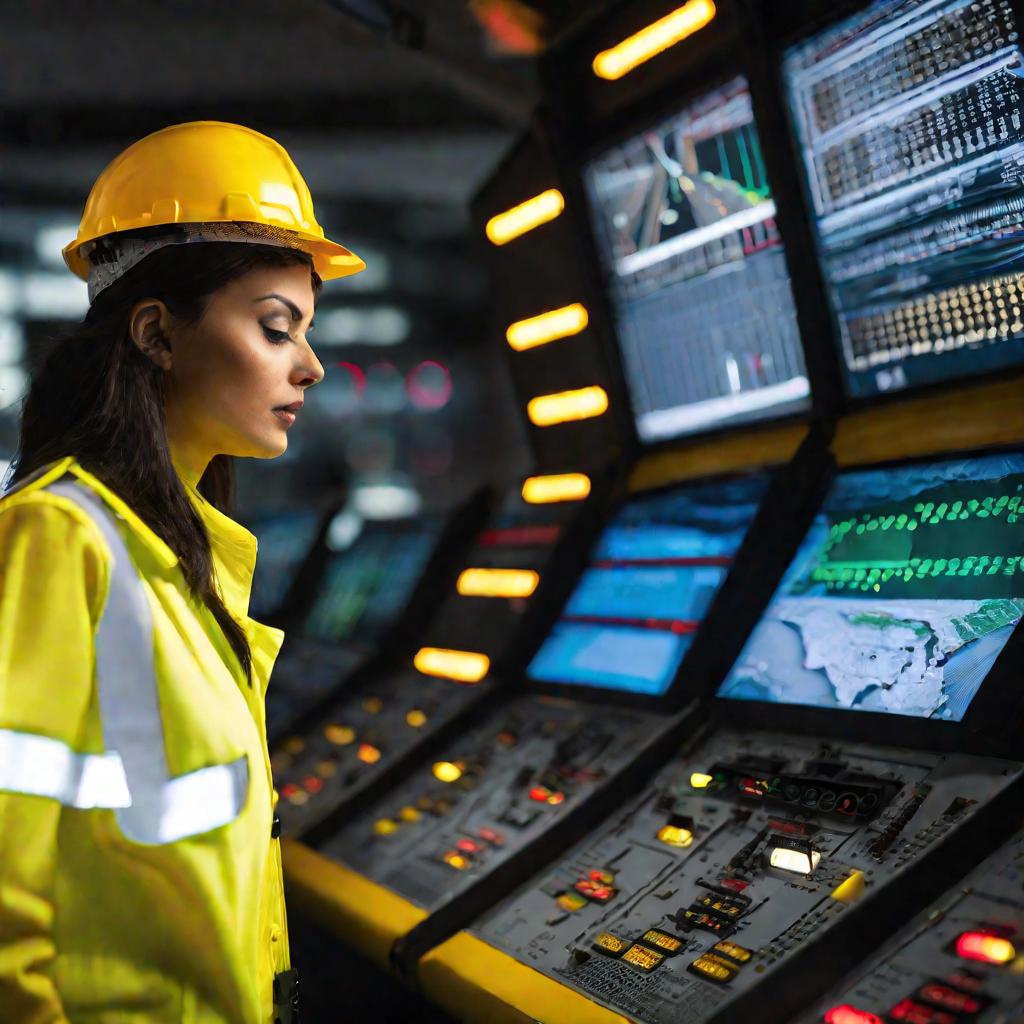 Женщина-инженер настраивает светофор