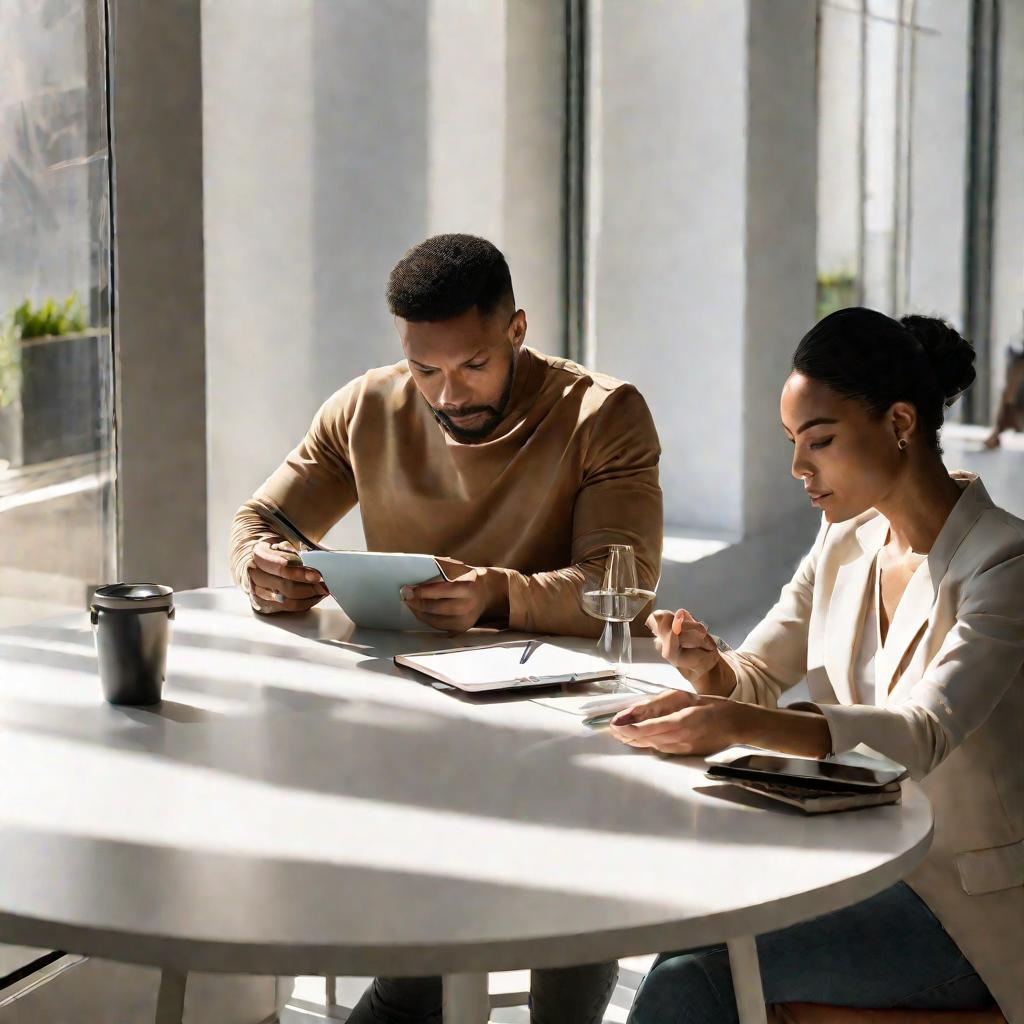 Мужчина и женщина проверяют заказ в телефоне