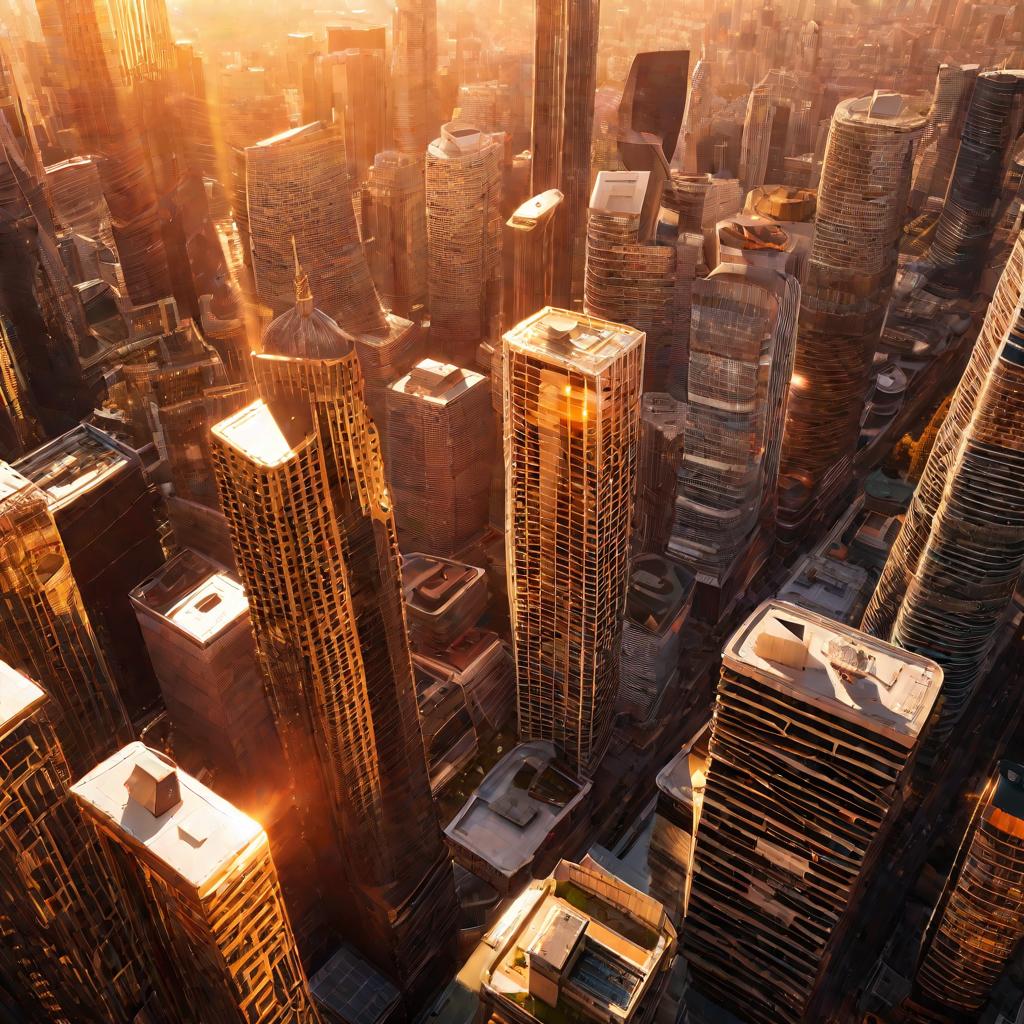 Вид города во время золотого часа