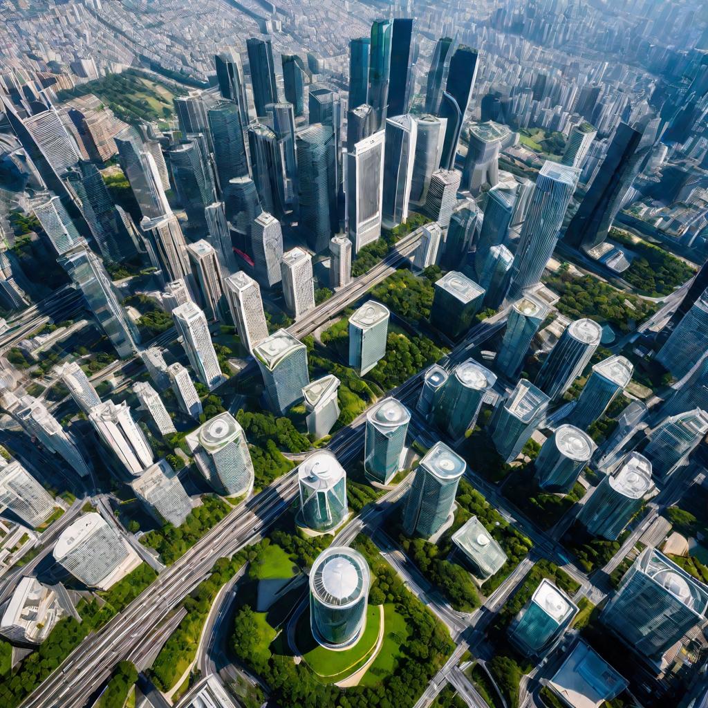 Вид на современный город с высоты птичьего полета