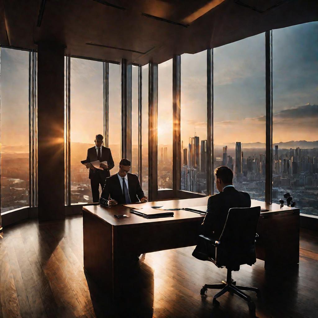 Бизнесмен подписывает NDA в офисе