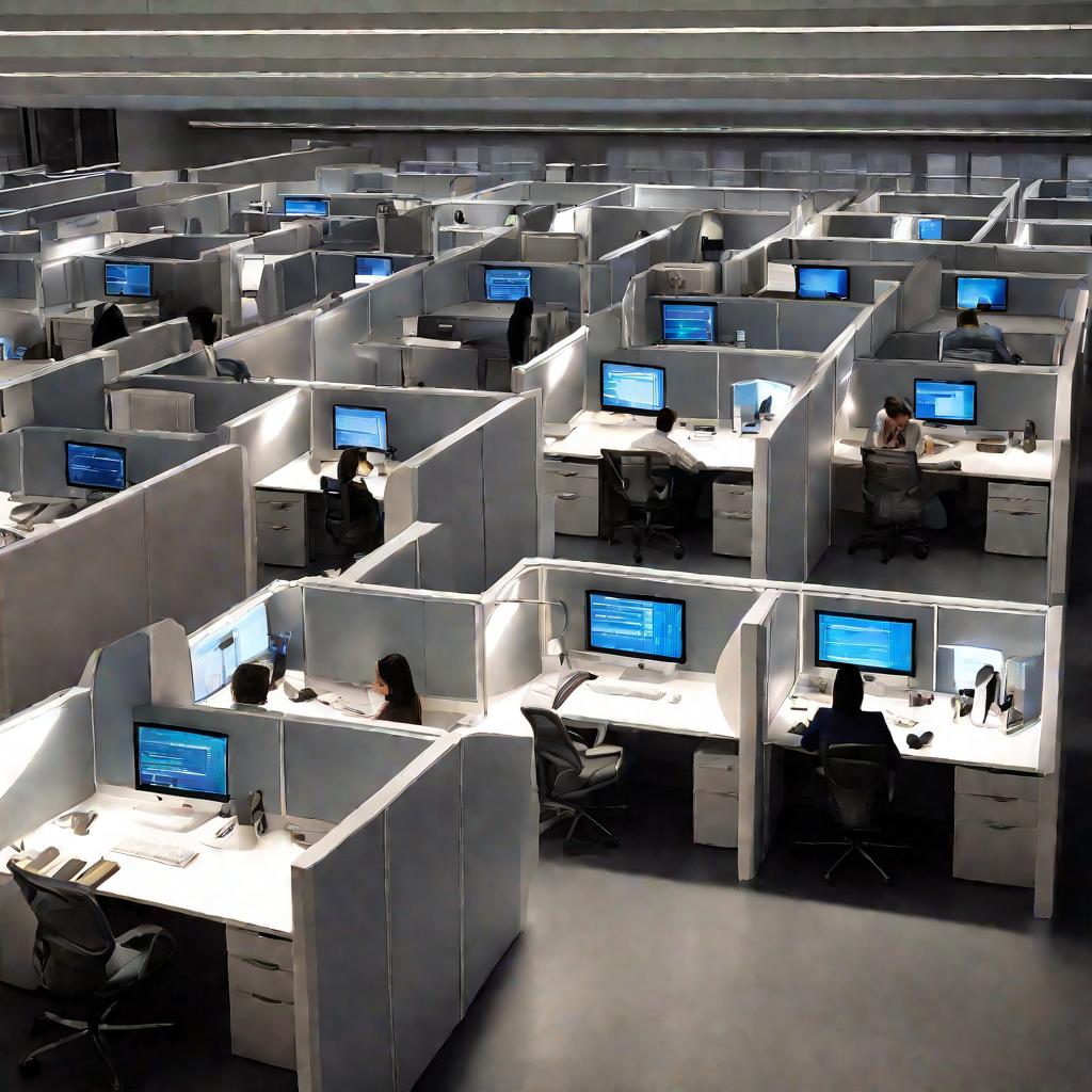 Офисные работники за компьютерами