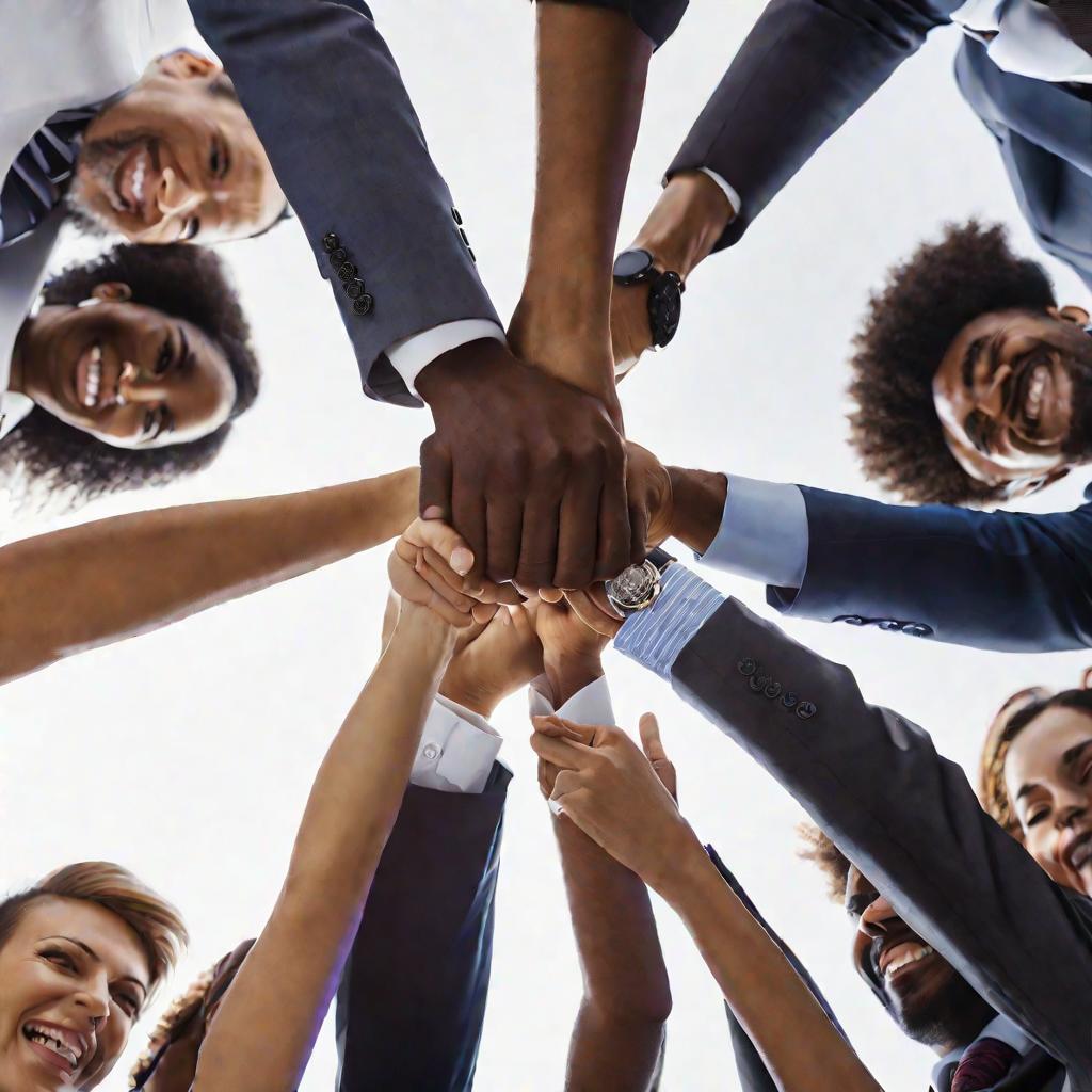 Команда партнеров, празднующая успех сотрудничества