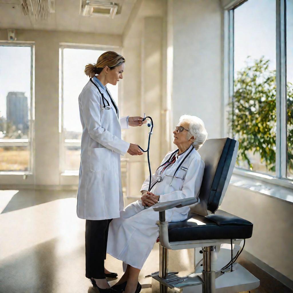 Фотография: врач осматривает пациента в клинике