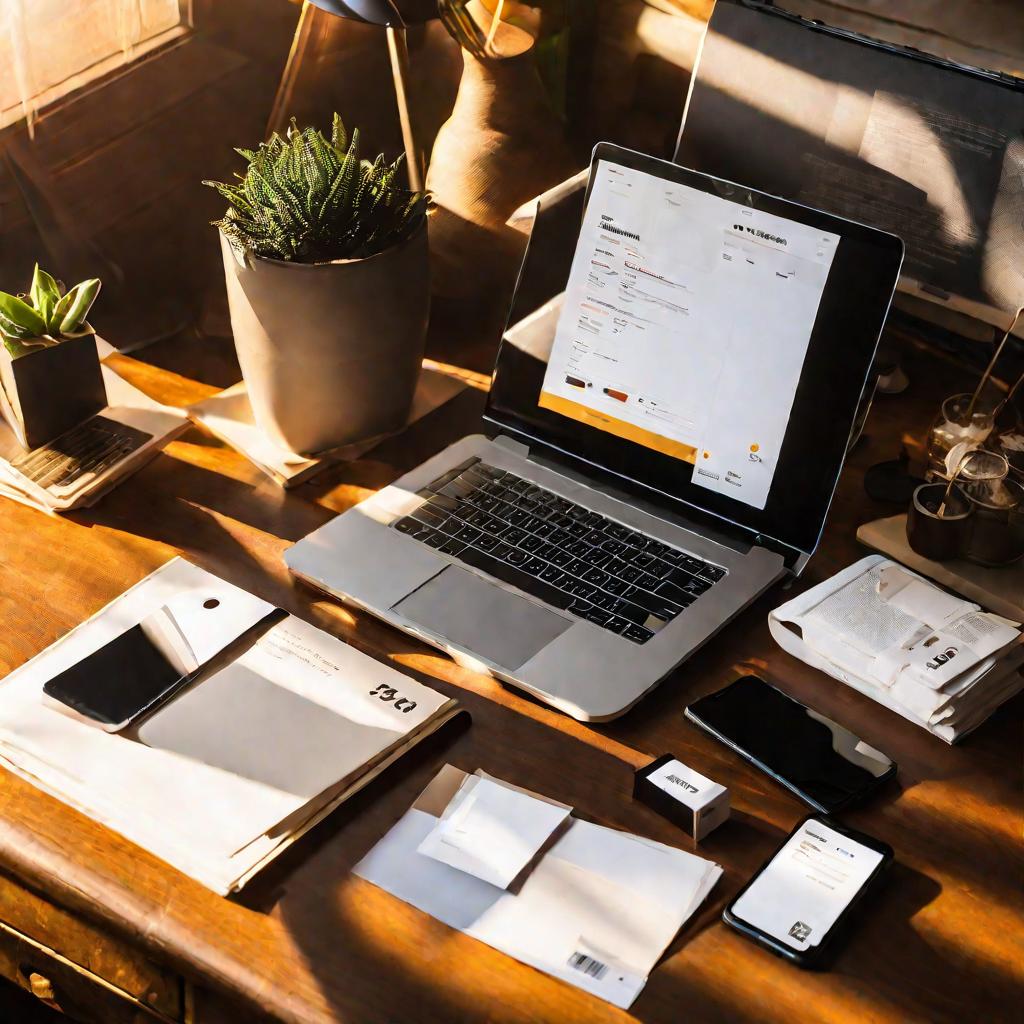 Документы и чеки для возврата товара на рабочем столе