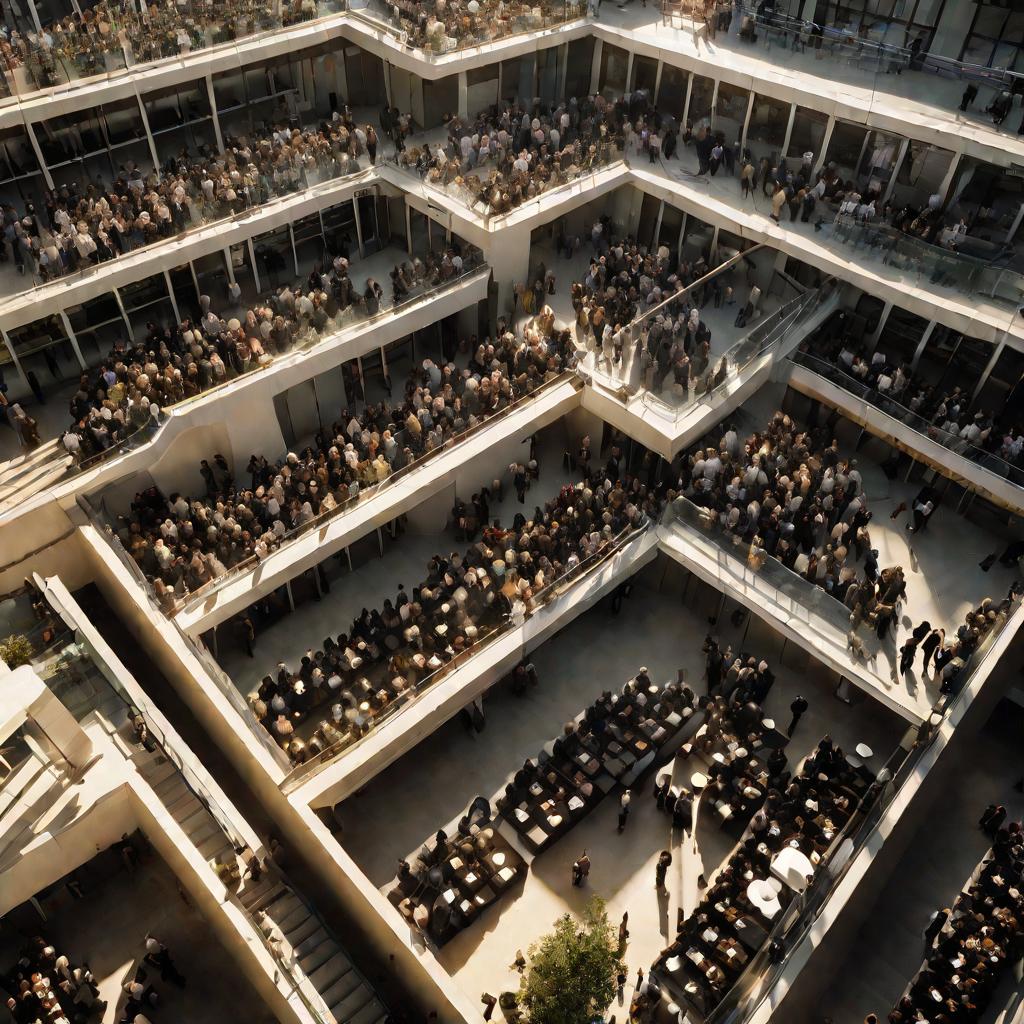 Очередь людей в государственном учреждении