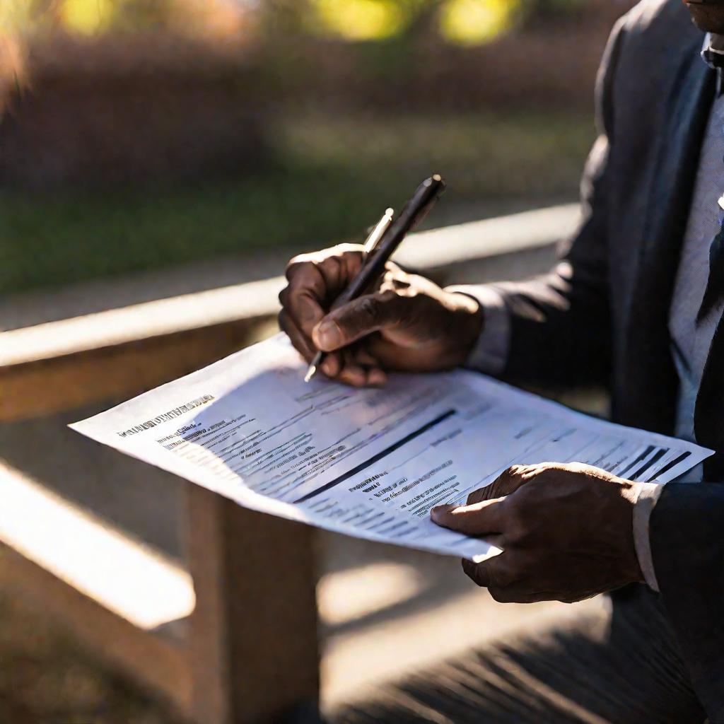 Мужчина заполняет справку о доходах