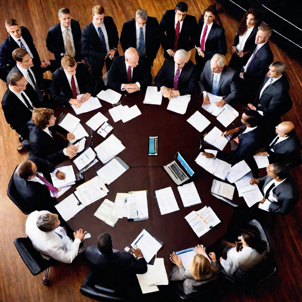 Совещание бизнесменов вечером