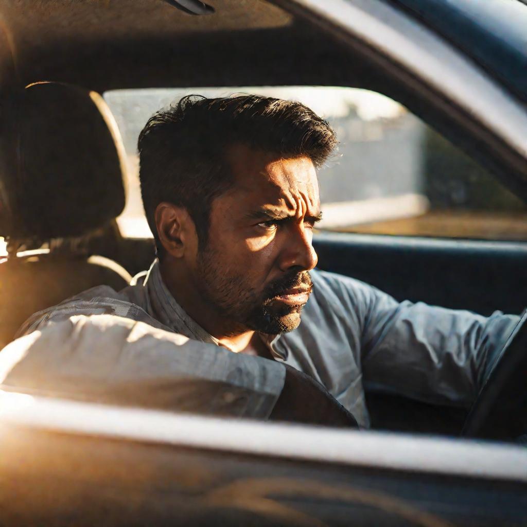 Портрет раздраженного водителя в пробке