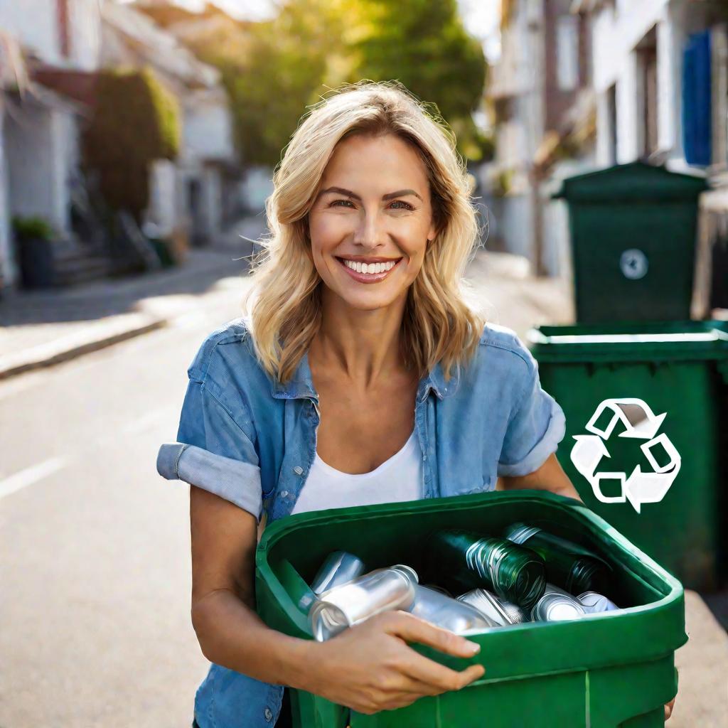 Женщина сортирует мусор