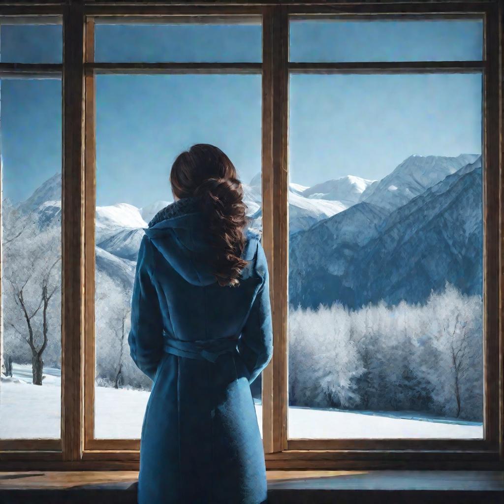 Женщина у окна зимой