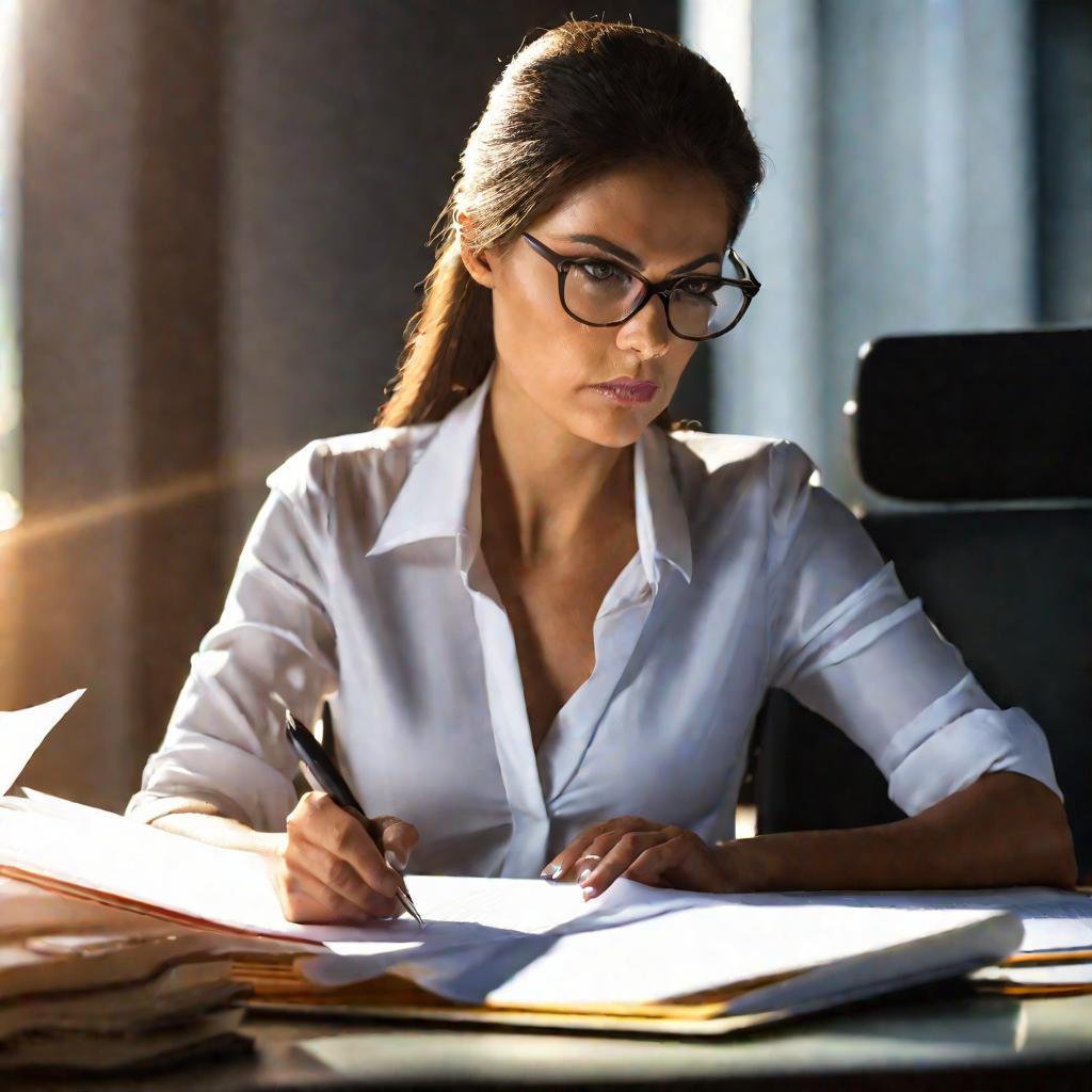 Бухгалтер анализирует финансовые записи