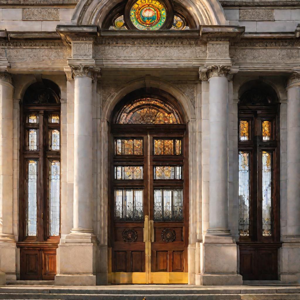 Вход в районный суд, осень, туман