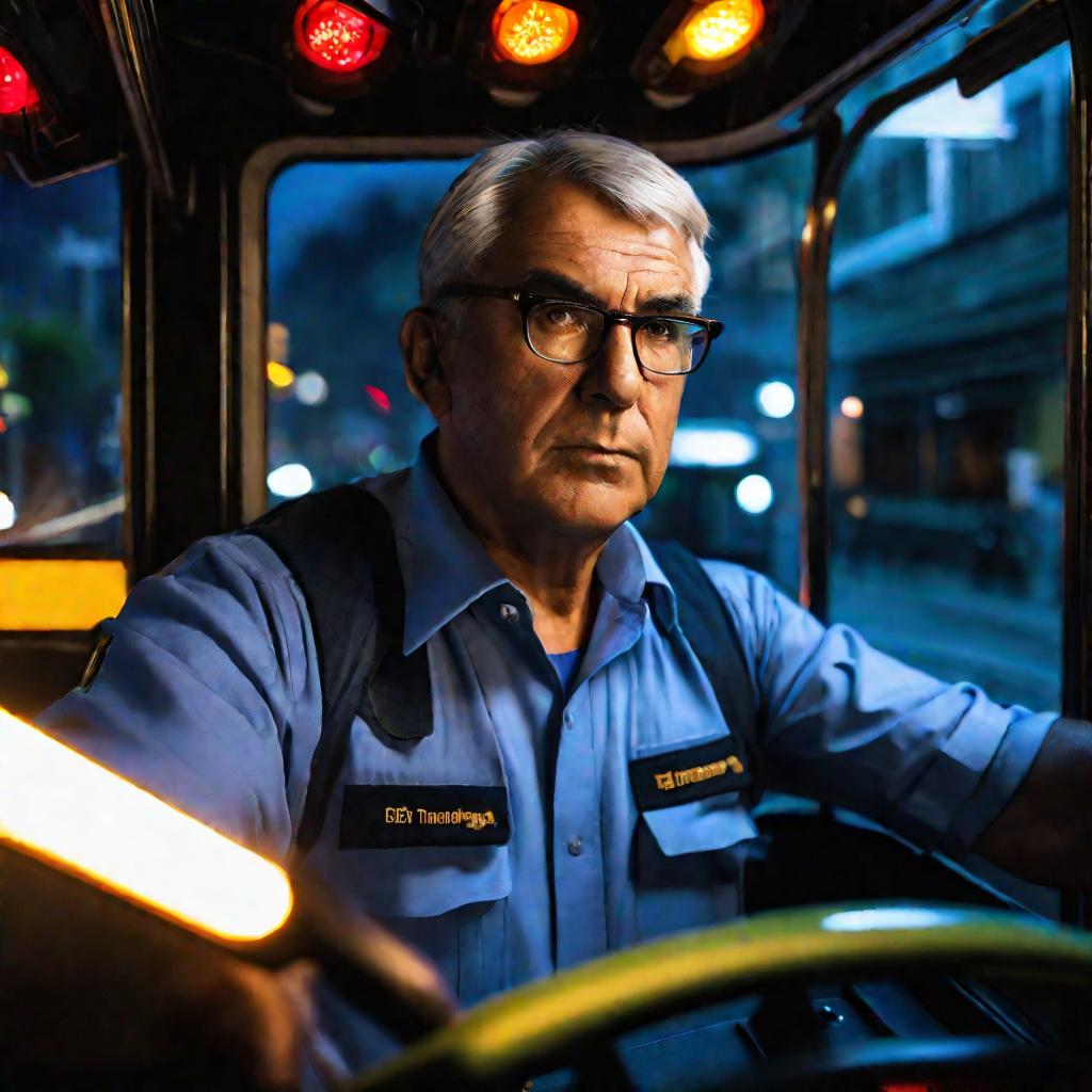 Водитель трамвая за рулем