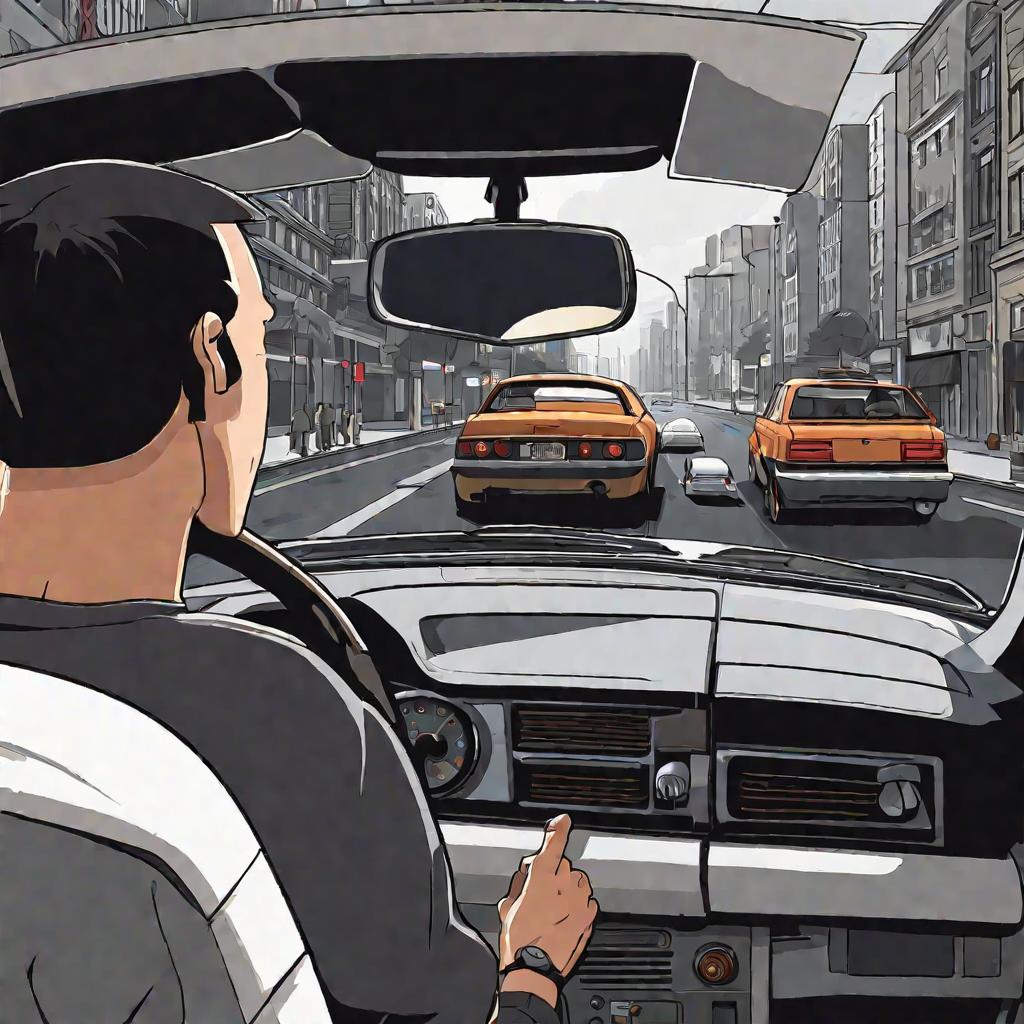 Водитель выезжает из двора на дорогу