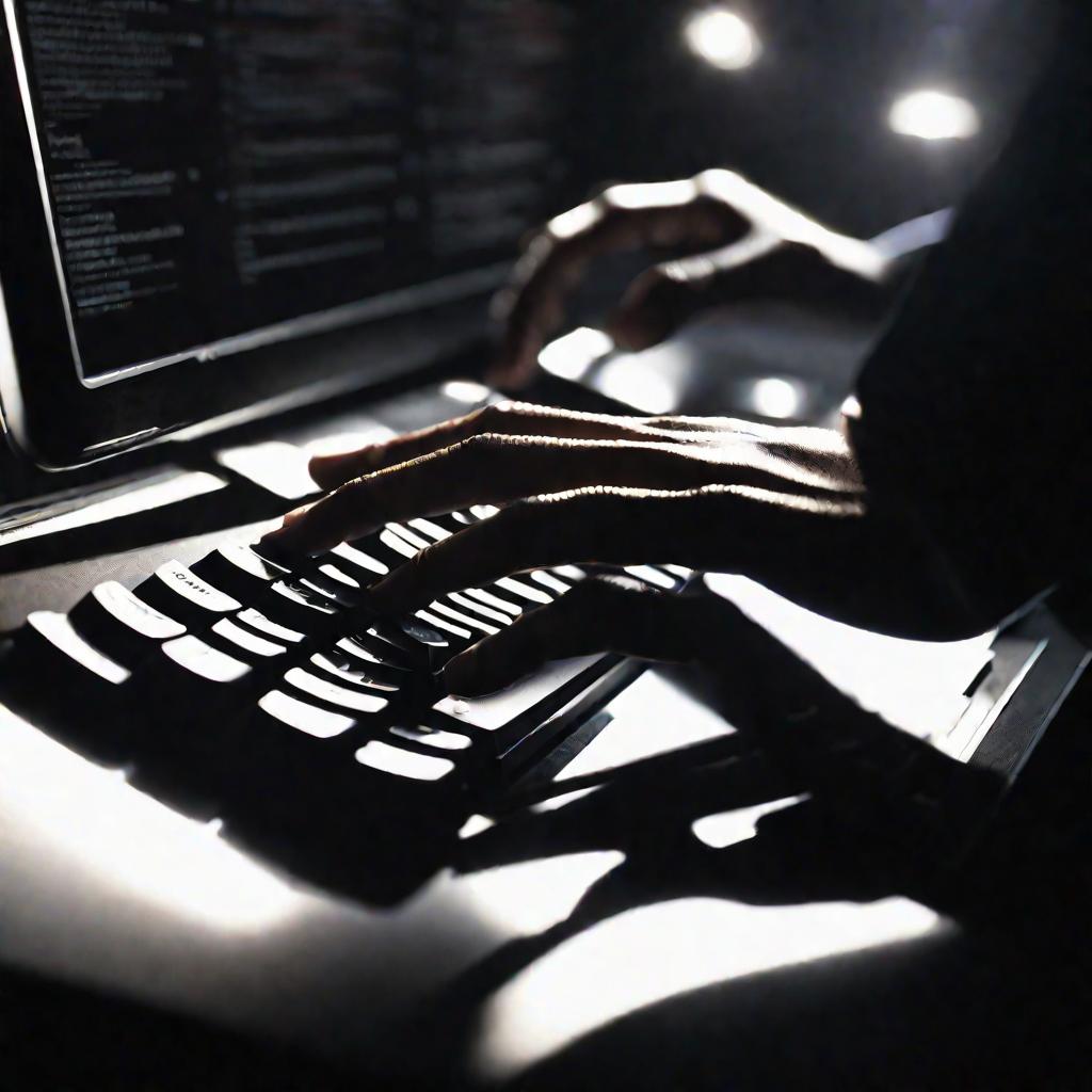 Руки печатают на клавиатуре