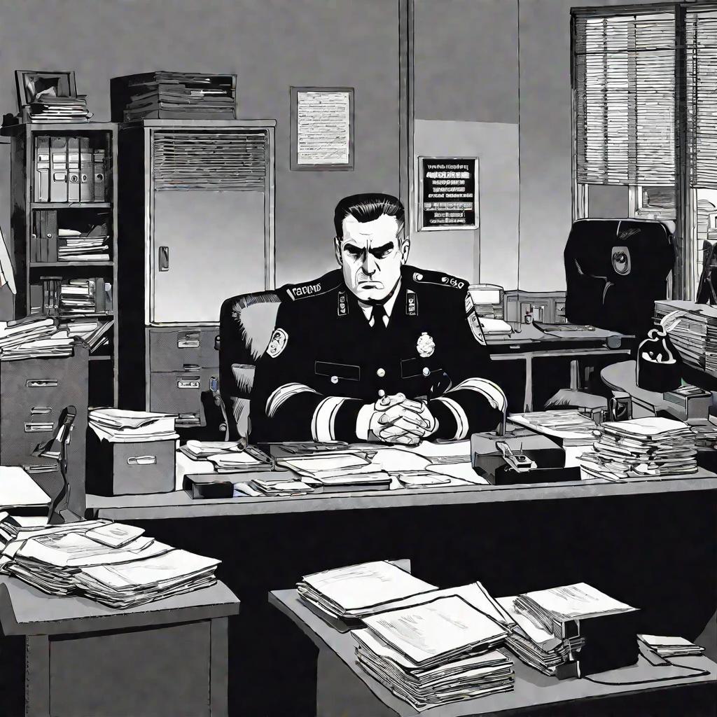 В кабинете солдат агрессивно смотрит на испуганного офицера