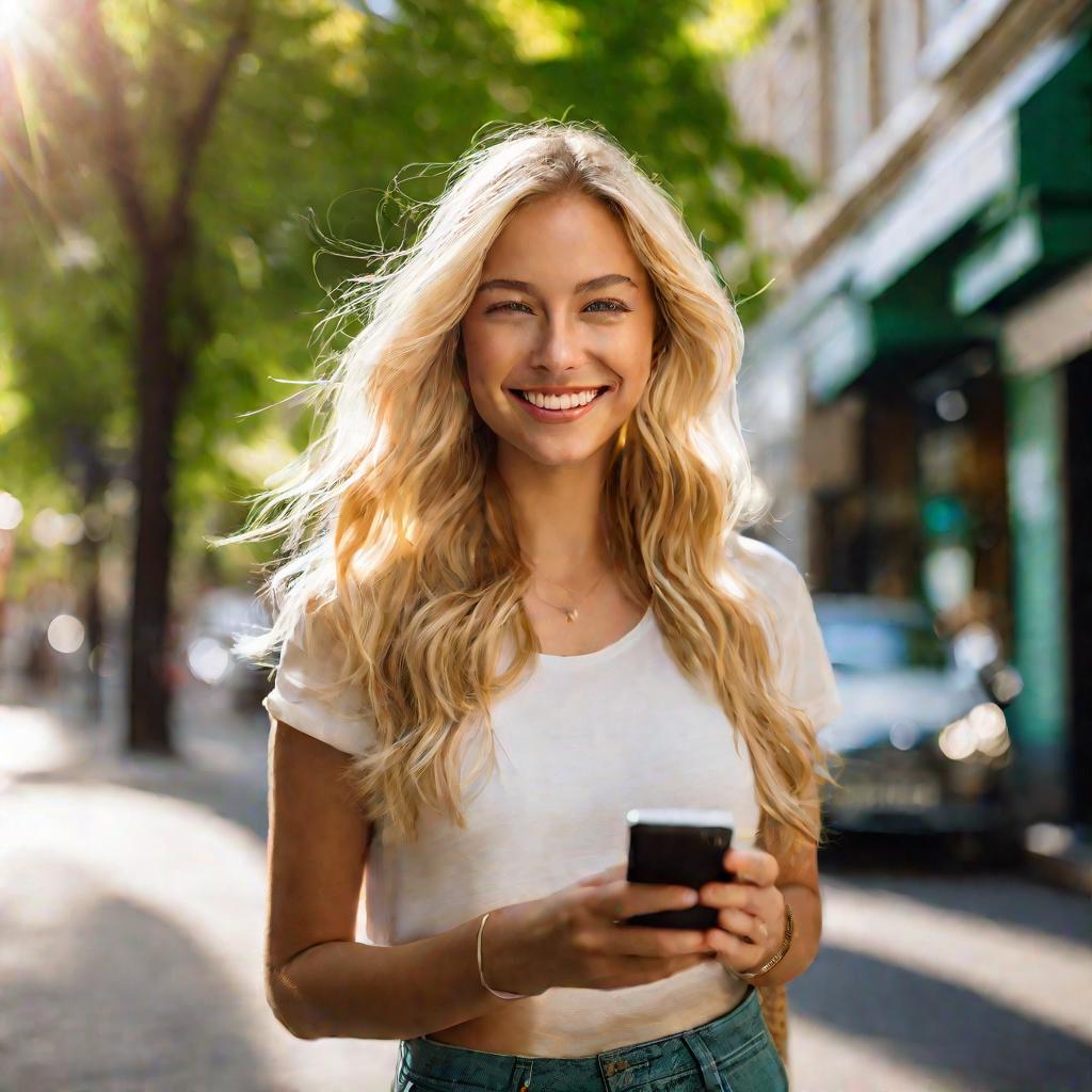 Девушка гуляет по городу во время отгула