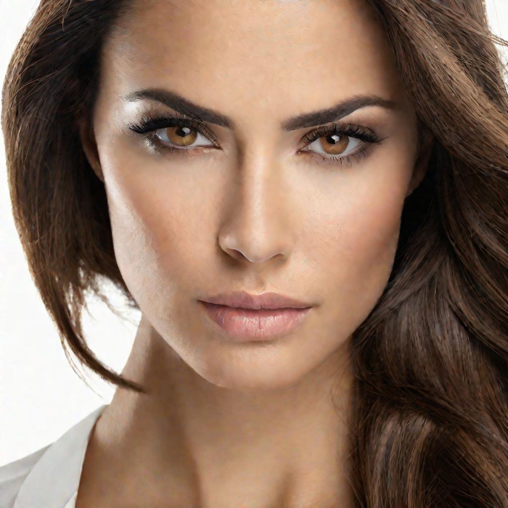 Портрет женщины в деловом костюме и украшениях.