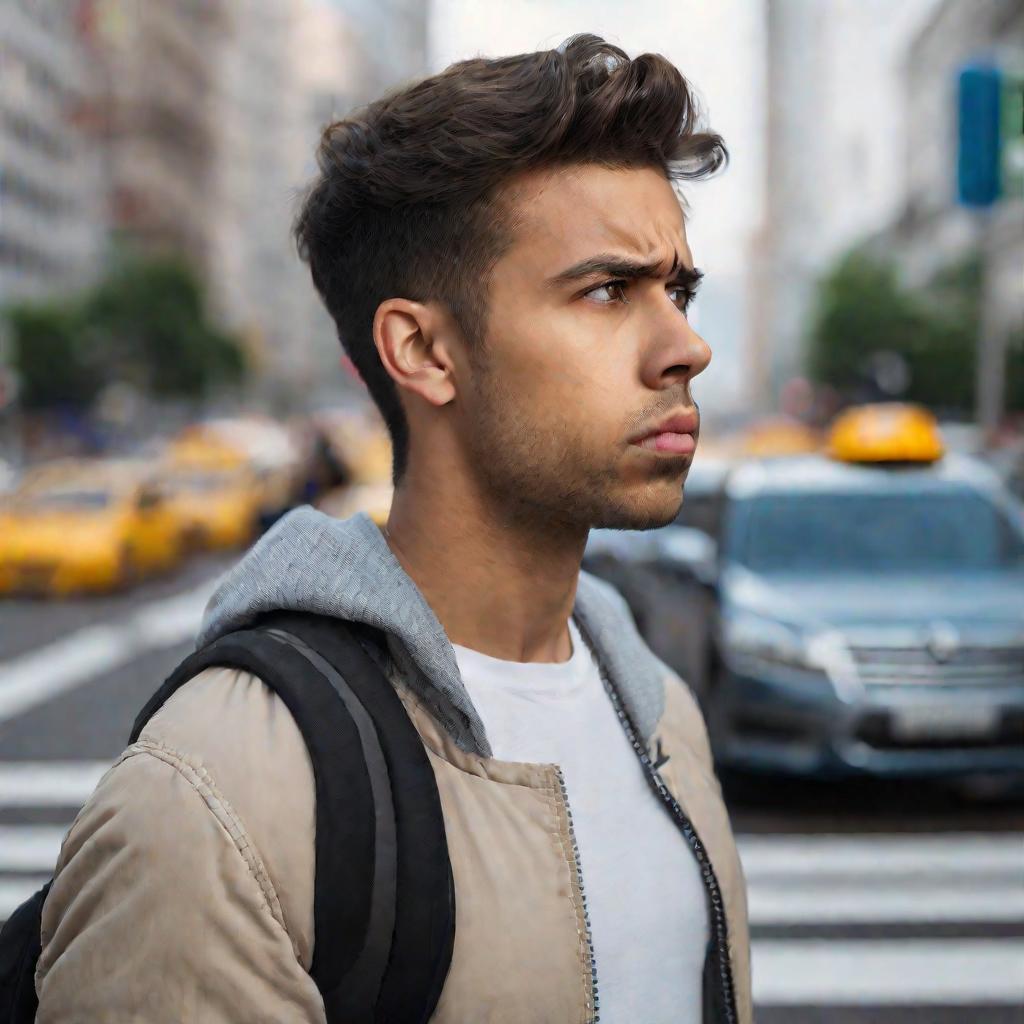 Задумчивый пешеход на переходе