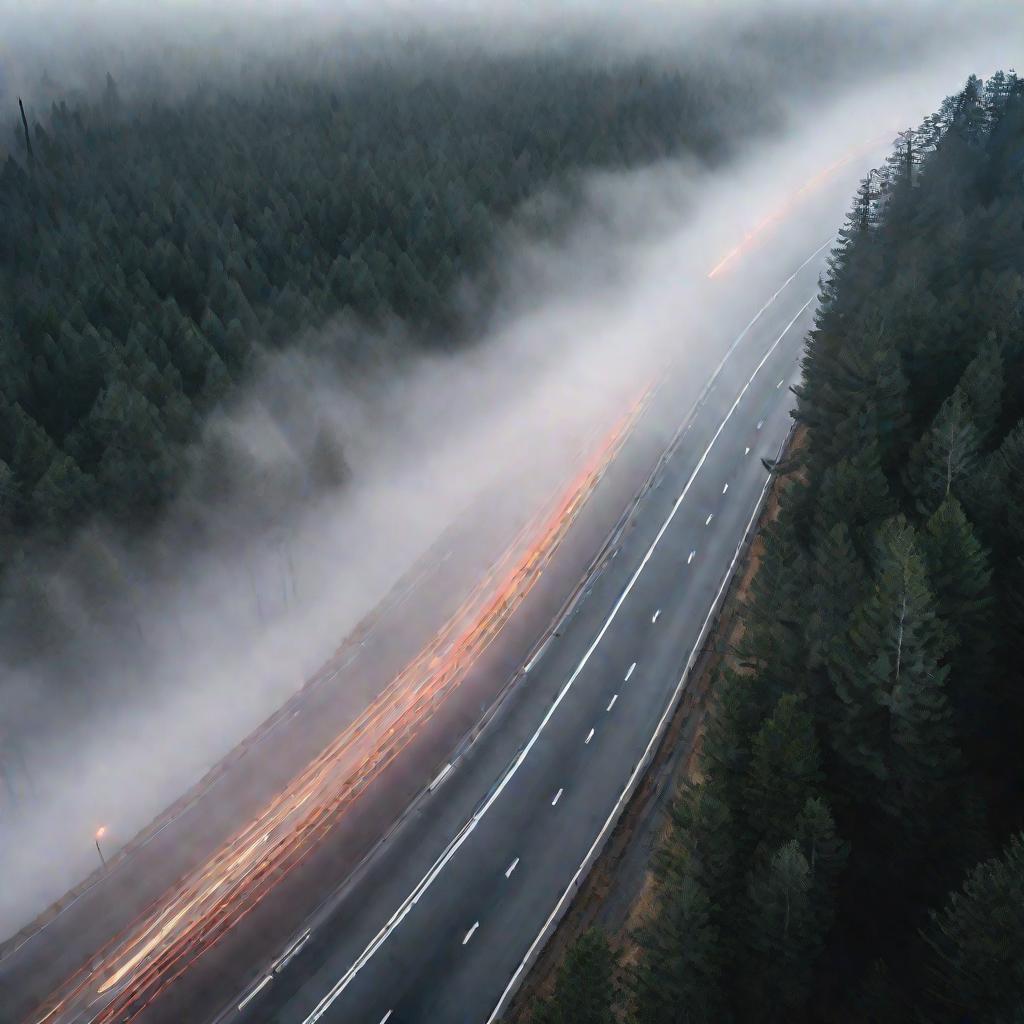 Полиция на трассе в туман