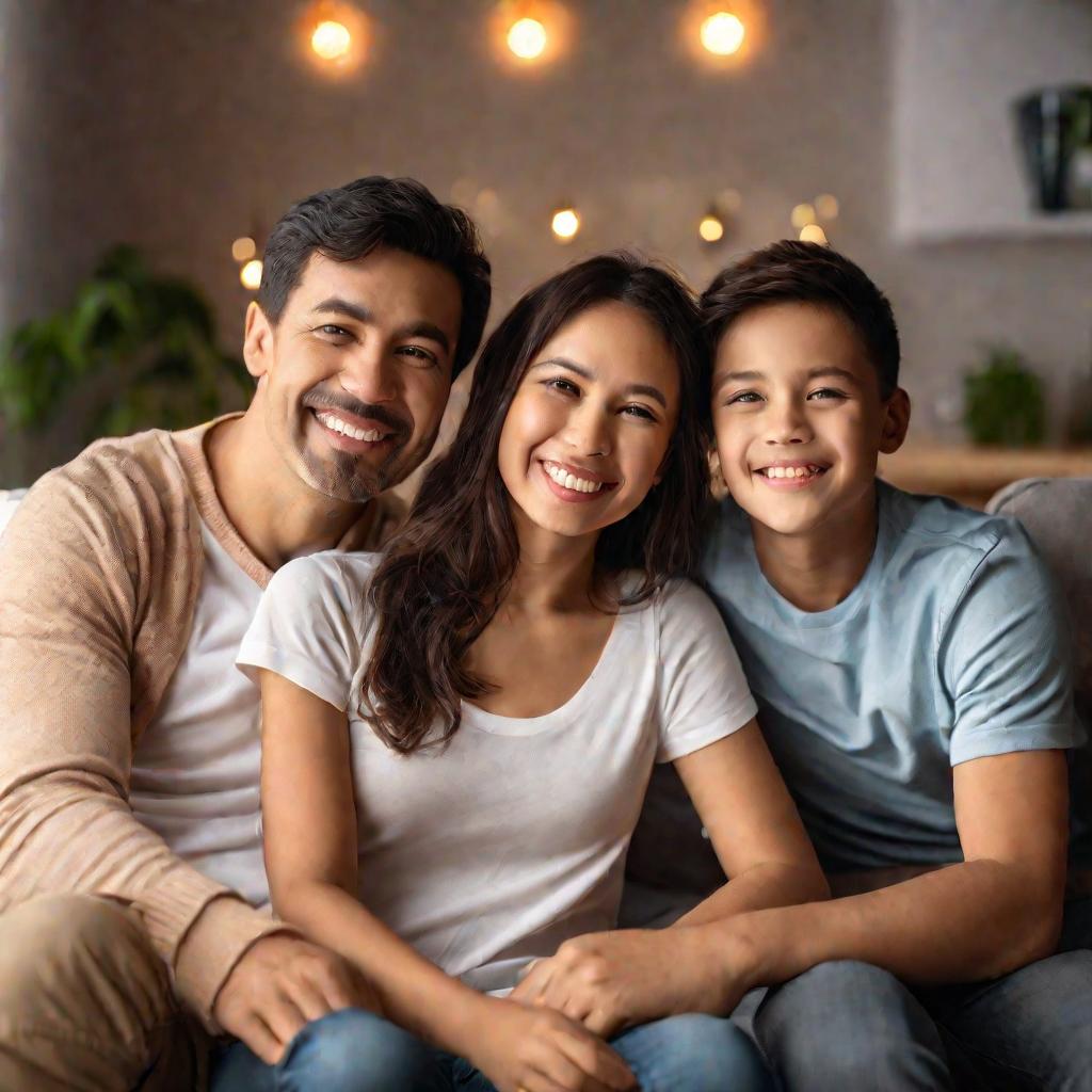 Счастливая семья в новой квартире