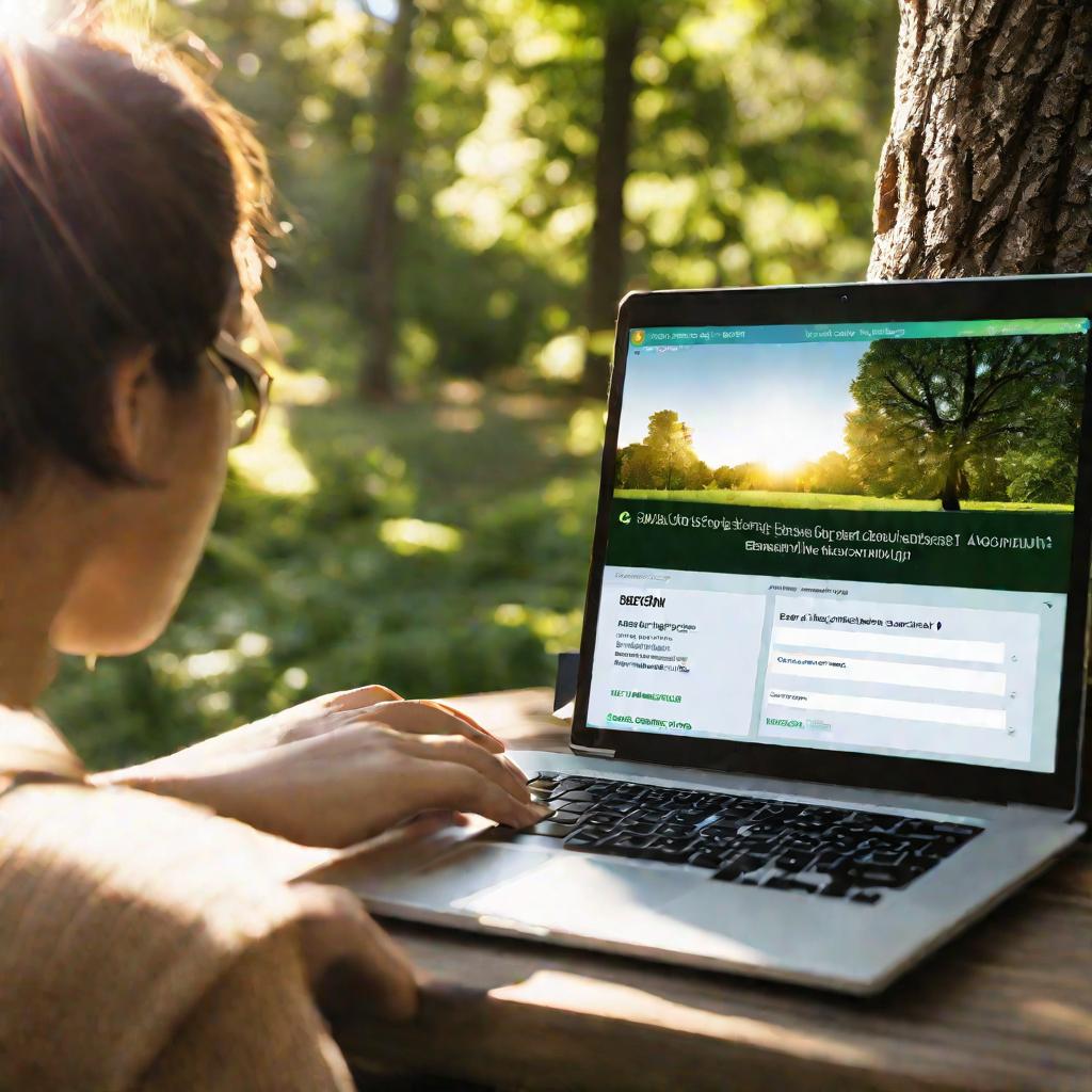 Человек на ноутбуке онлайн оформляет банковский вклад