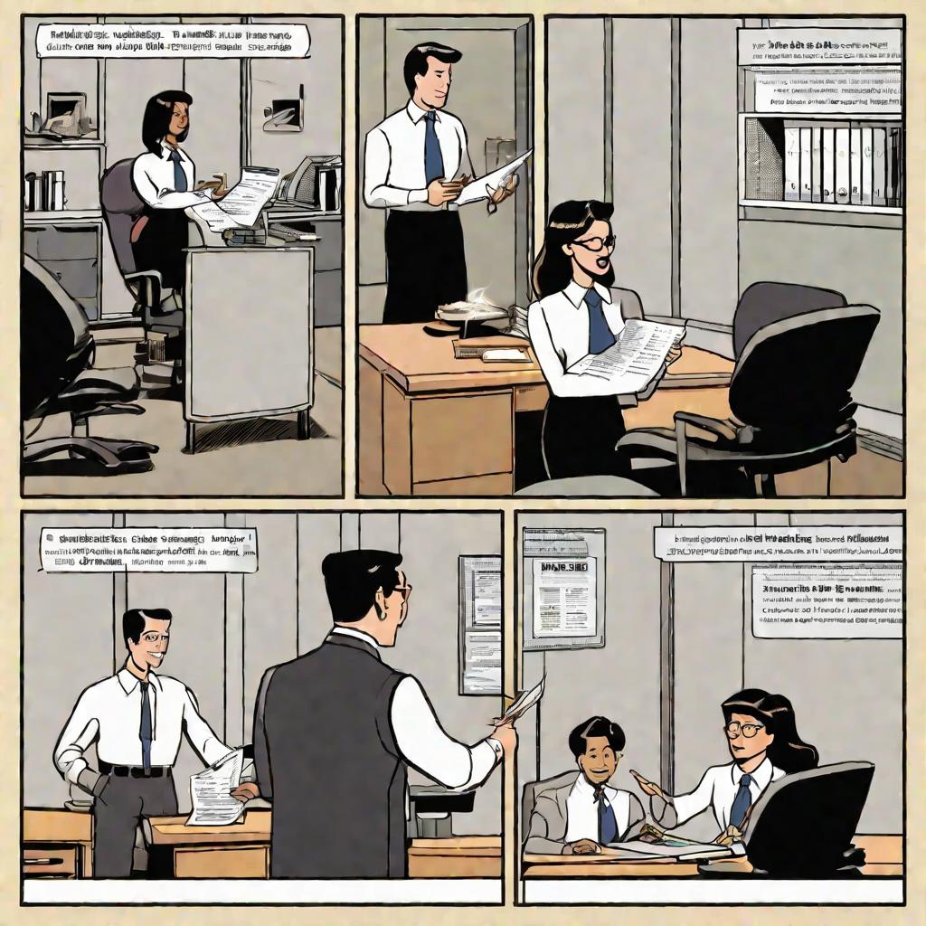 В комиксе сотрудница подает заявление о переносе рабочего времени, начальник его одобряет и они оба рады