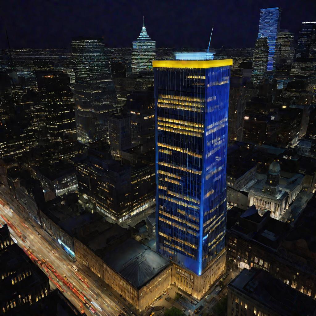 Небоскреб офисного центра ночью