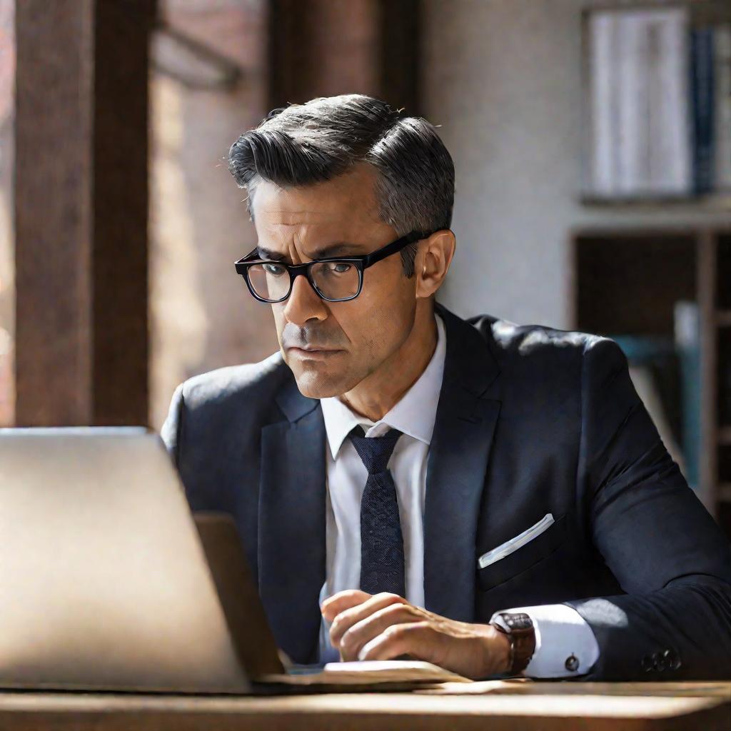 Портрет мужчины за ноутбуком