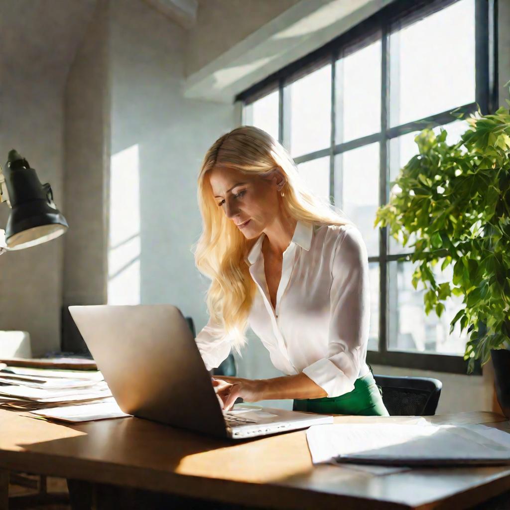 Бухгалтер дома изучает финансовые записи в солнечный день