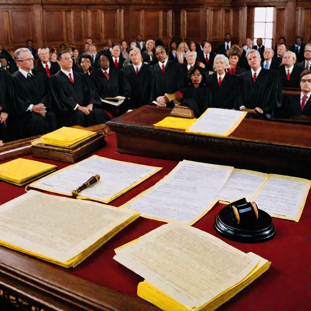 Стол в зале судебного заседания