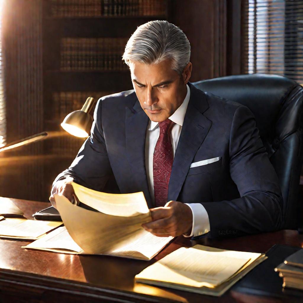 Юрист читает уведомление