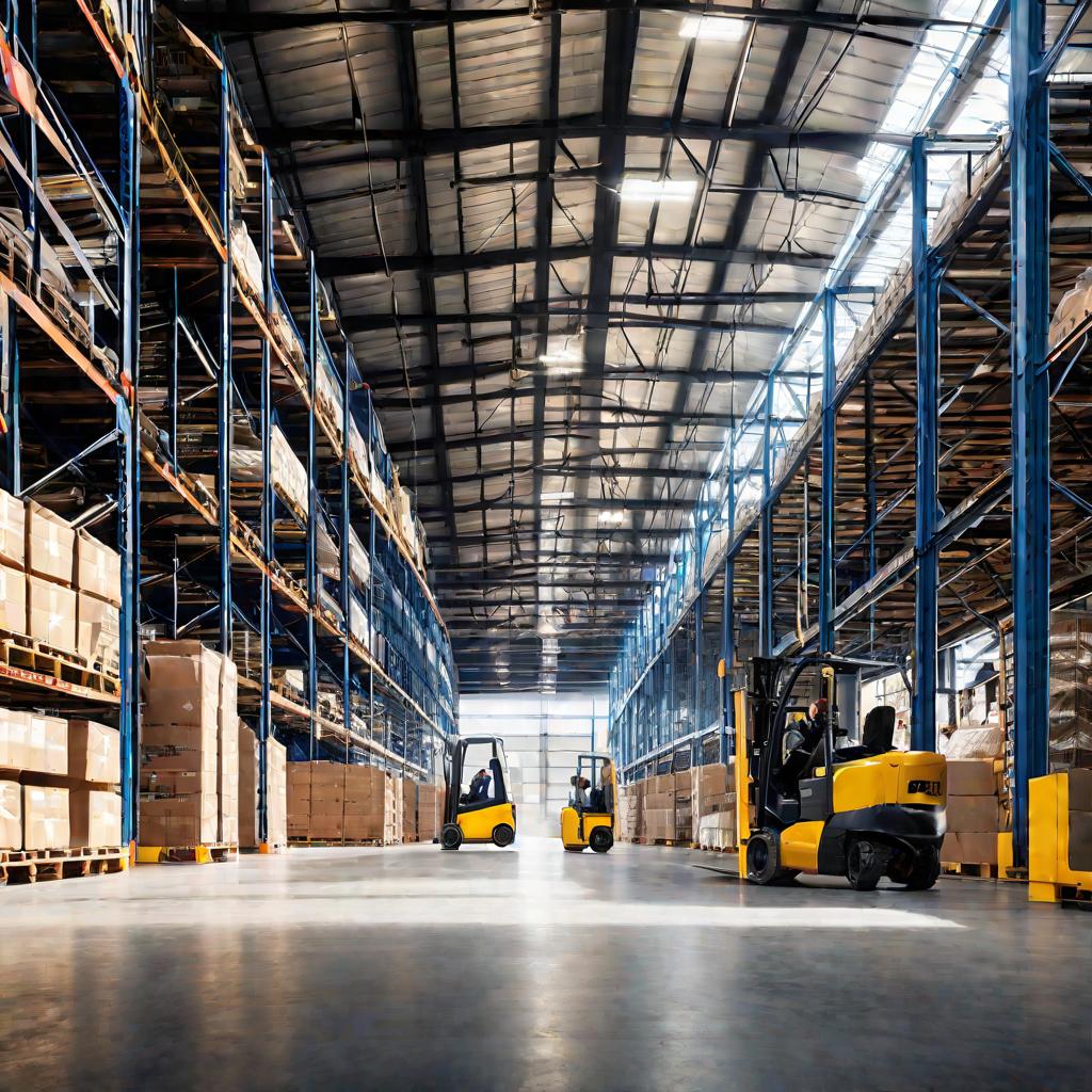 Склад с товарами и работниками внутри