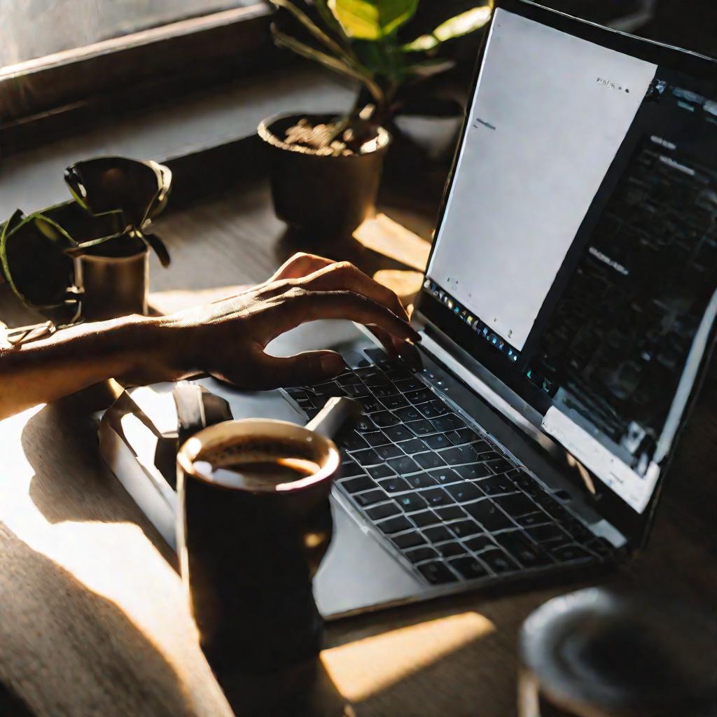 Руки печатают на ноутбуке