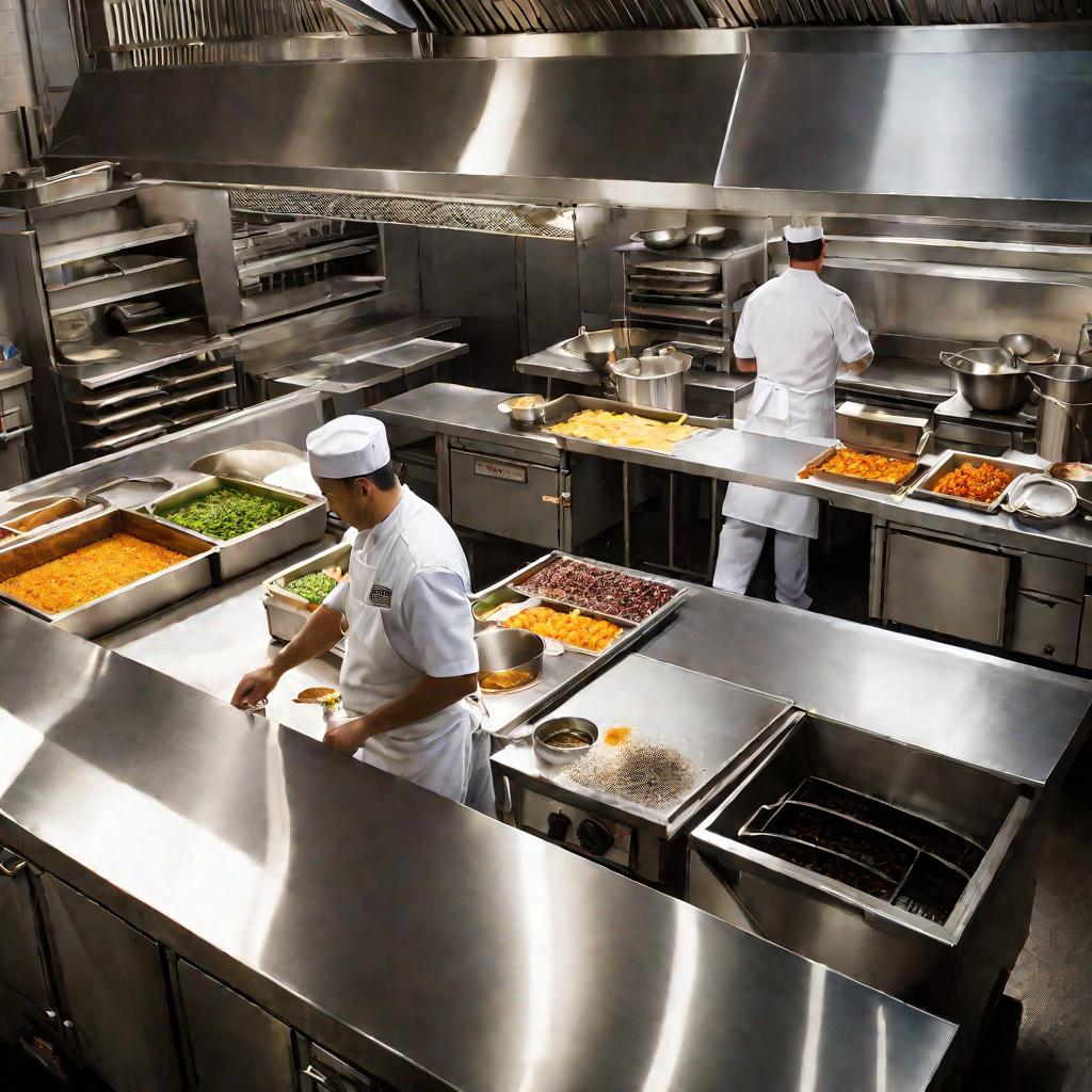 Повар готовит еду на кухне ресторана