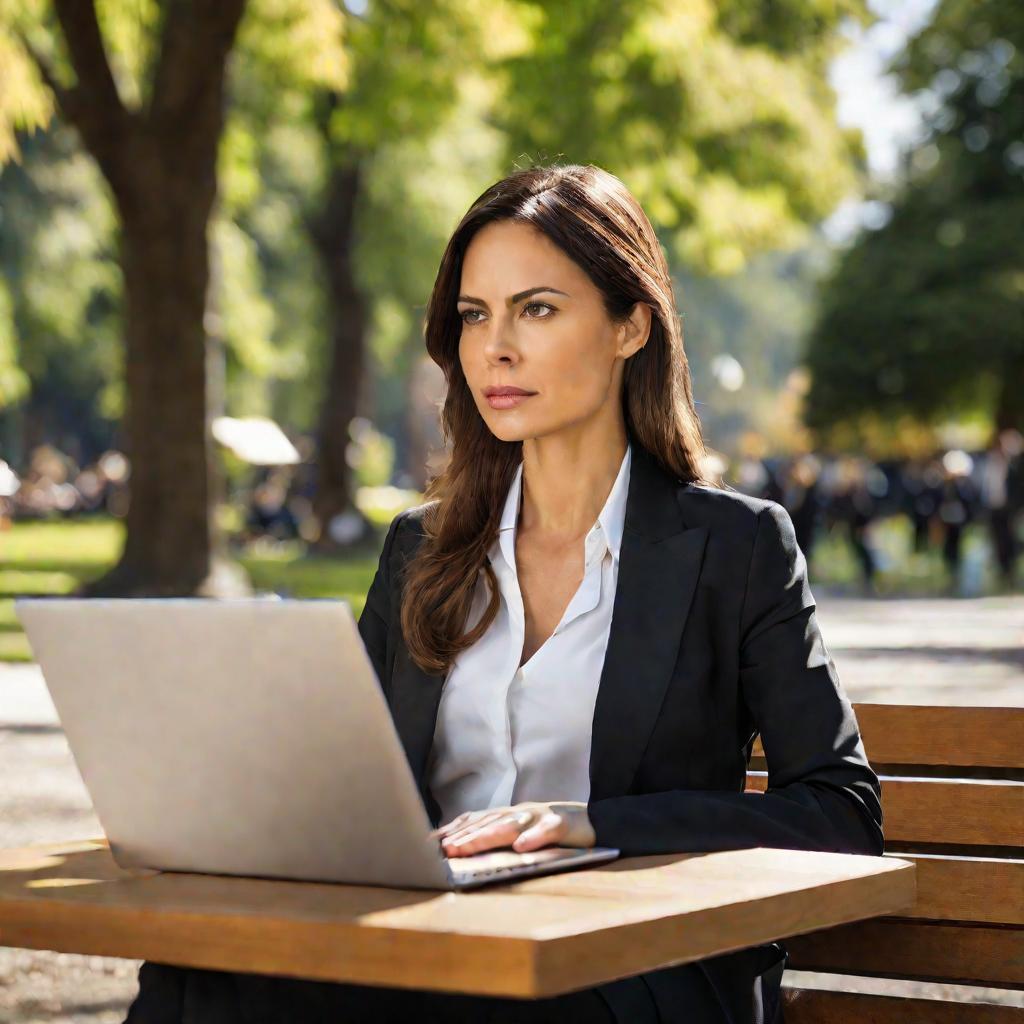 Женщина работает на ноутбуке