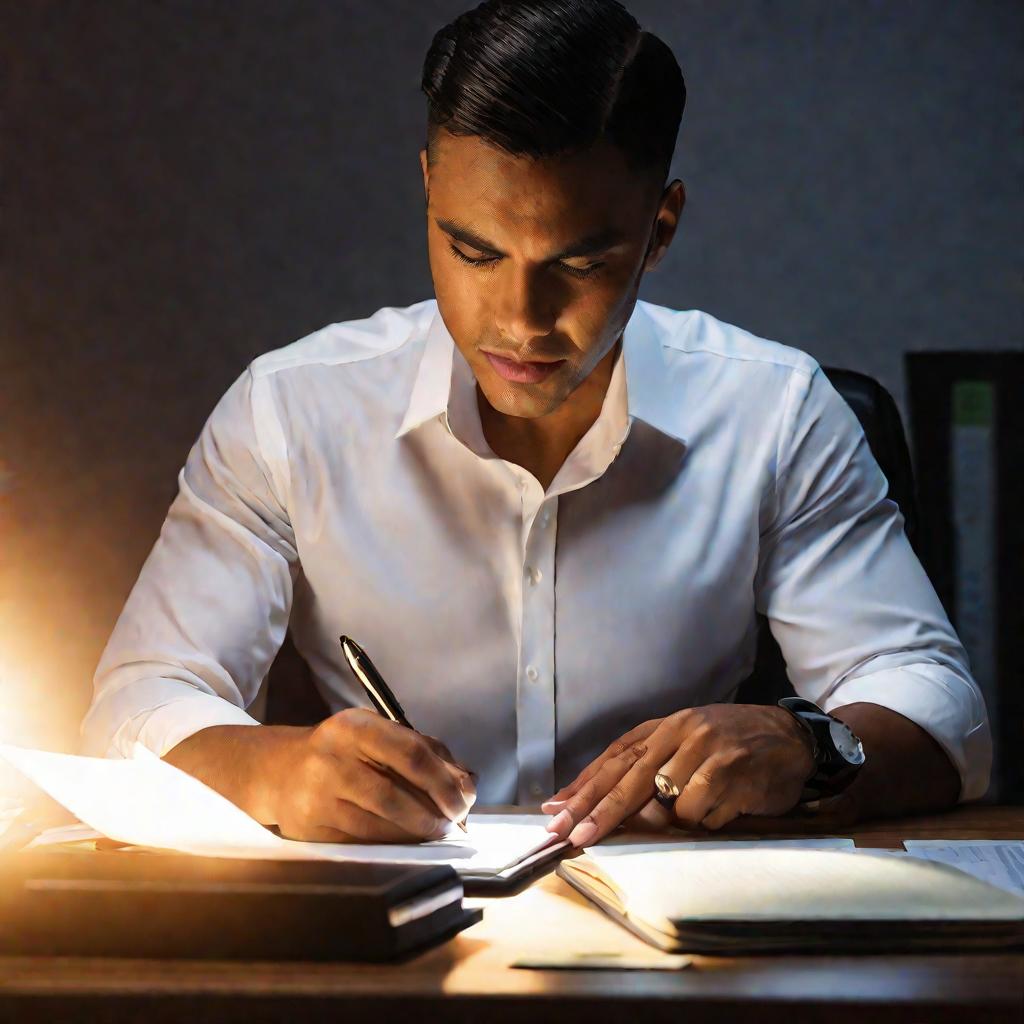 Портрет бухгалтера, записывающего табельные номера