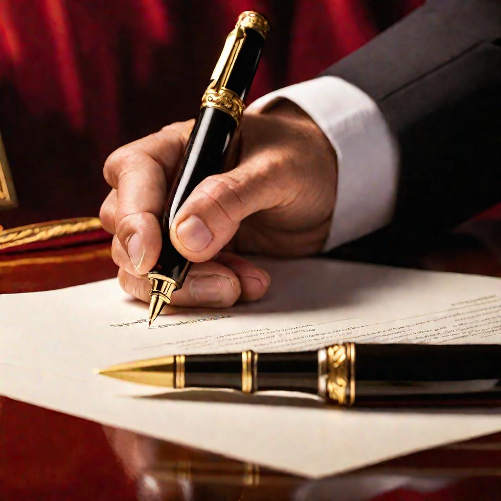 Подписание документа ручкой