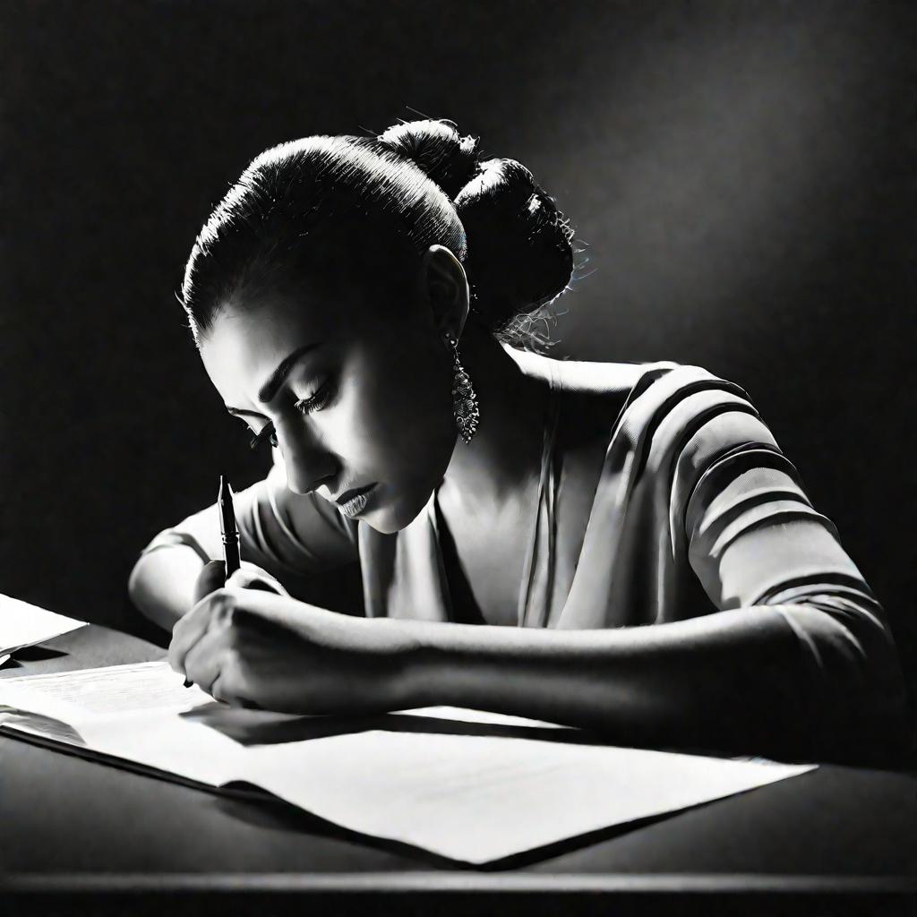 Женщина колеблется перед подписанием документа