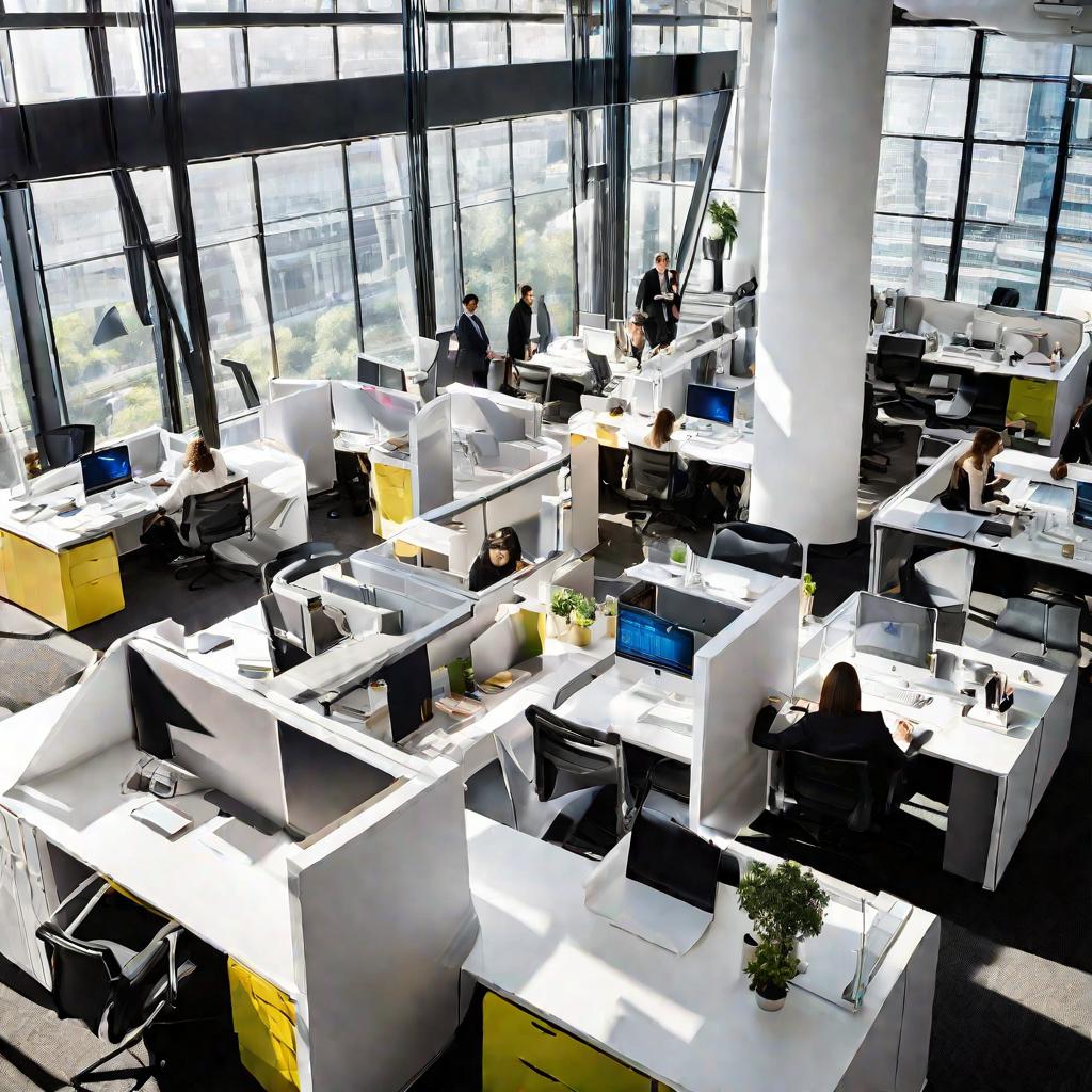 Офис сотрудников компании днем.