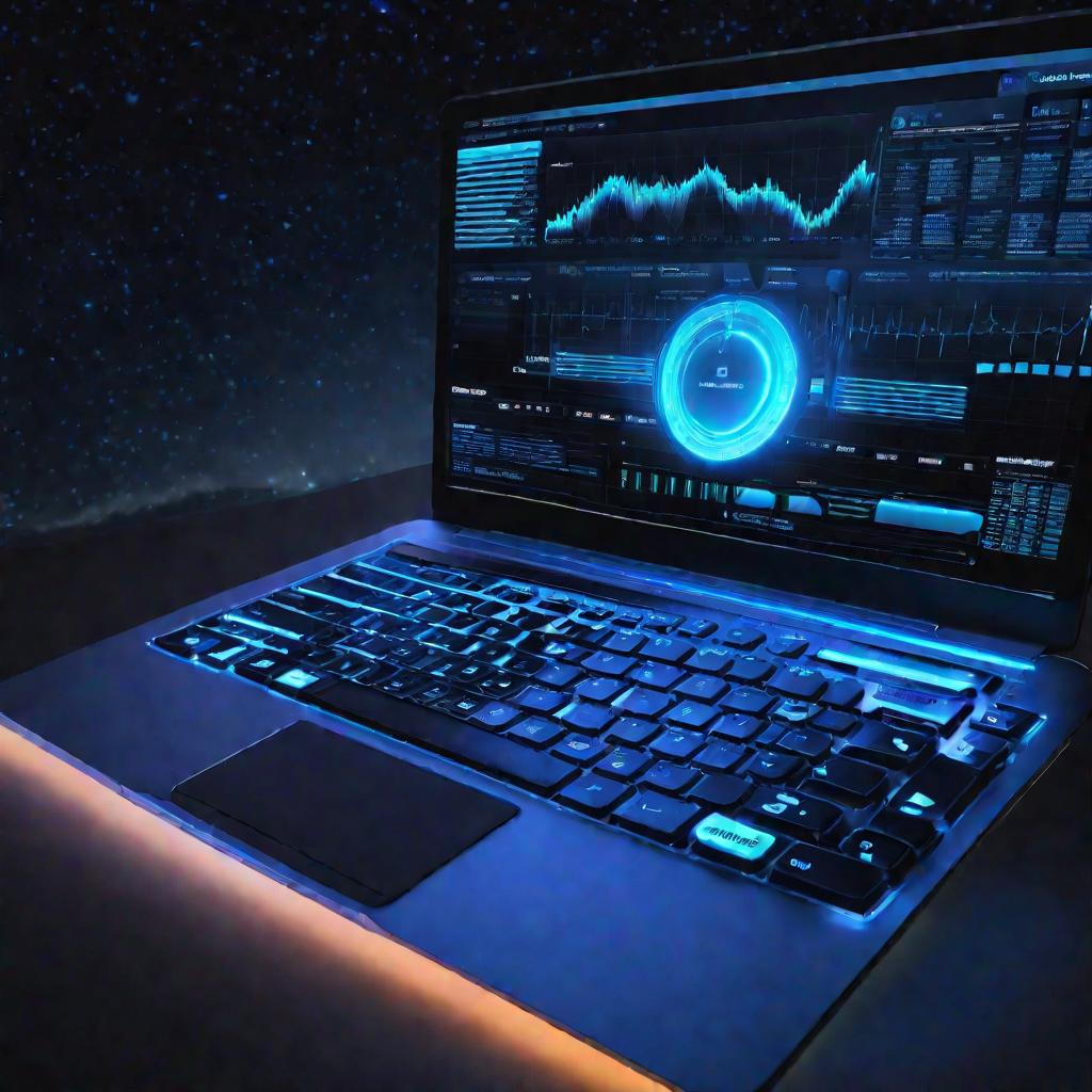 Ноутбук бухгалтера ночью