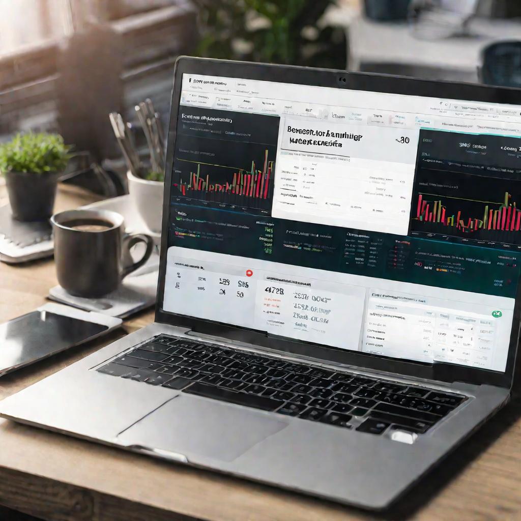 Ноутбук с открытой бухгалтерской программой по учету списания основных средств