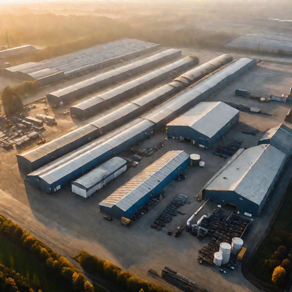 Складской комплекс на рассвете во время инвентаризации