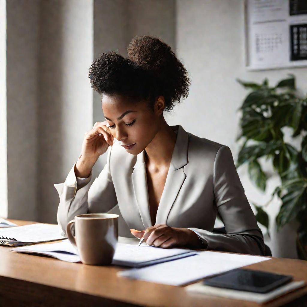 Женщина просматривает финансовые документы