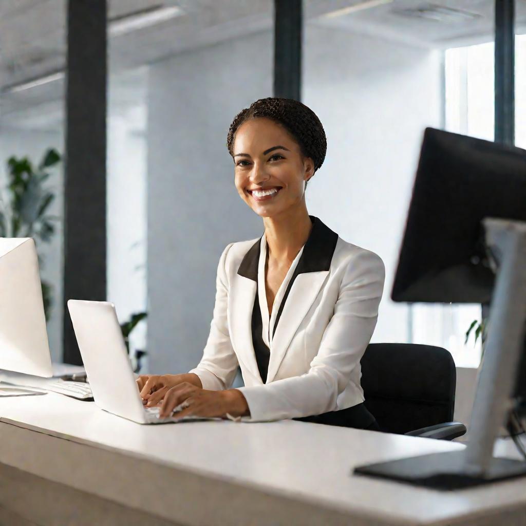 Женщина офис банк работа улыбка