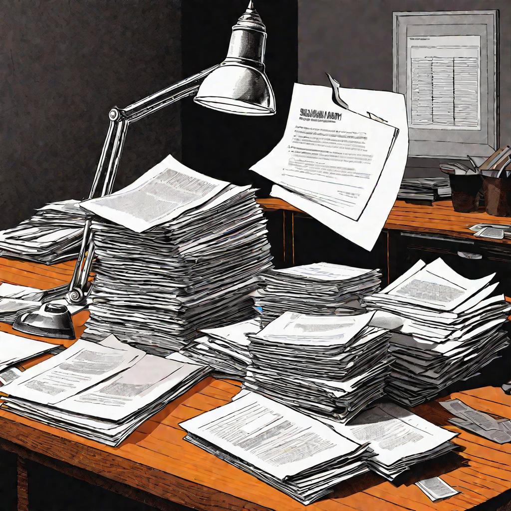 документы в беспорядке на столе
