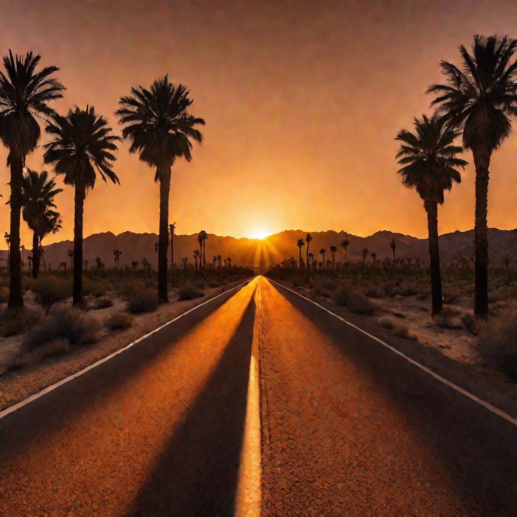 золотой закат над шоссе